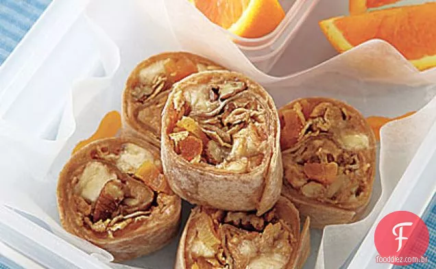 Manteiga de amendoim, banana e granola Wraps