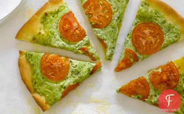 Pesto de rúcula, Ricota e Pizza de mussarela defumada