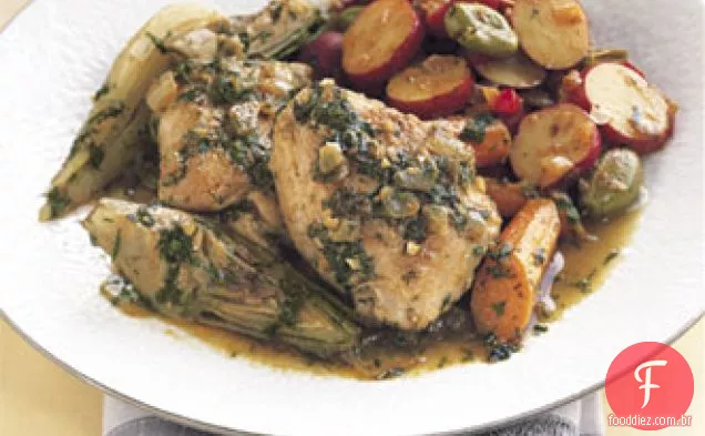 Tagine de frango com legumes de Primavera