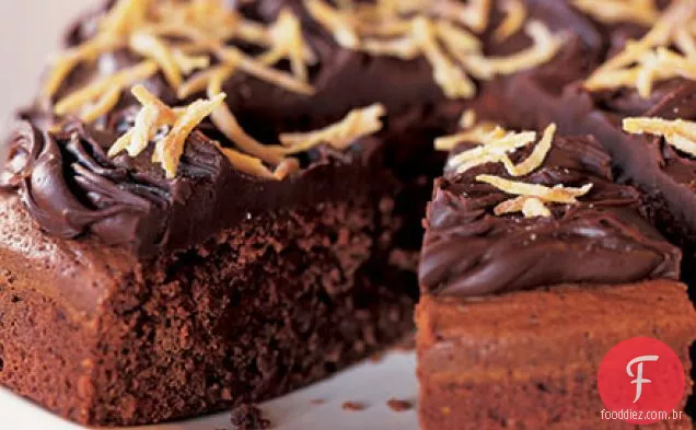 Chocolate escuro e bolo de laranja