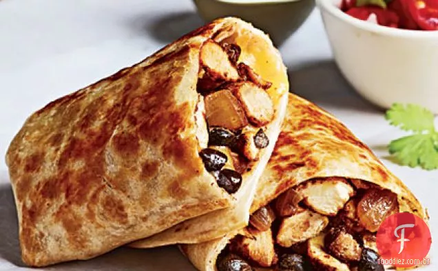 Burritos de frango e feijão