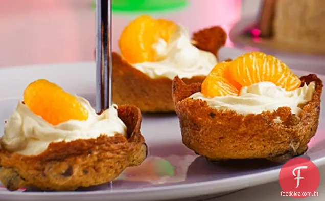 Mini tortas de cheesecake de choc-laranja