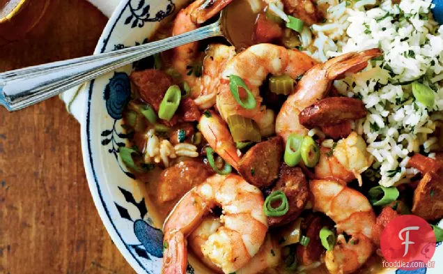 Camarão-e-Salsicha Gumbo