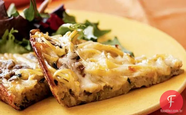 Fritada com cogumelos, Linguine e manjericão