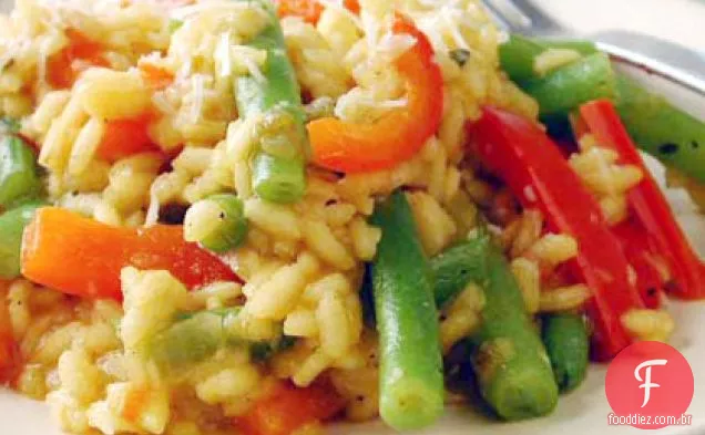 Risoto de pimentão e feijão verde