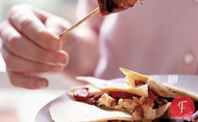 Frango e chouriço quesadilla