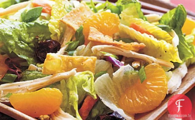 Salada de frango asiática com molho de Wasabi doce e picante