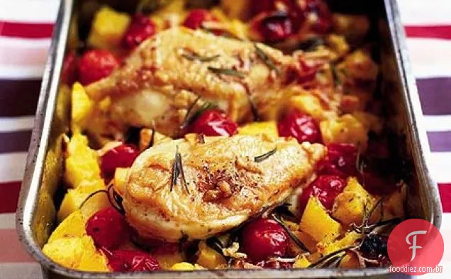 Frango italiano crocante e polenta