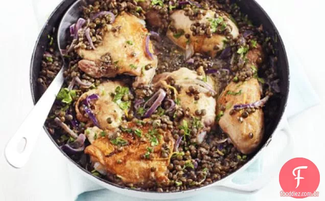 Frango com lentilhas de mostarda