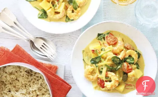 Goan prawn & coconut curry com cominho arroz