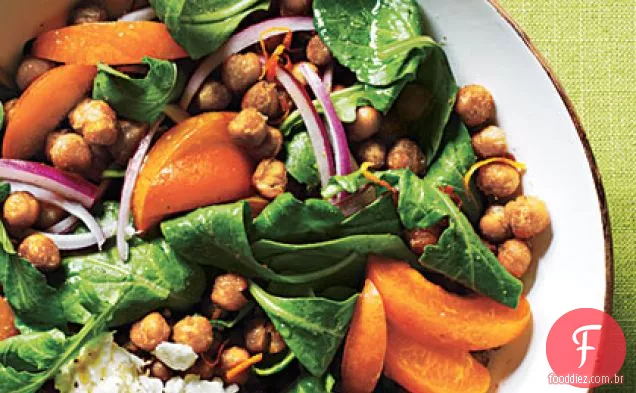 Salada torrada de grão de bico e Damasco