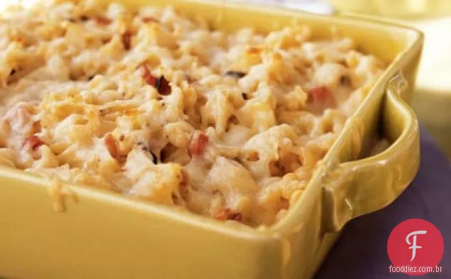 Spaetzle cozido com presunto e Gruyère
