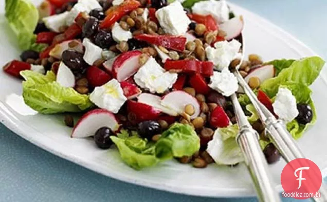 Salada de lentilha e pimenta vermelha