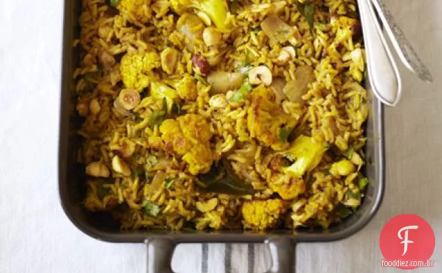 Couve-flor assada e pilaf de avelã
