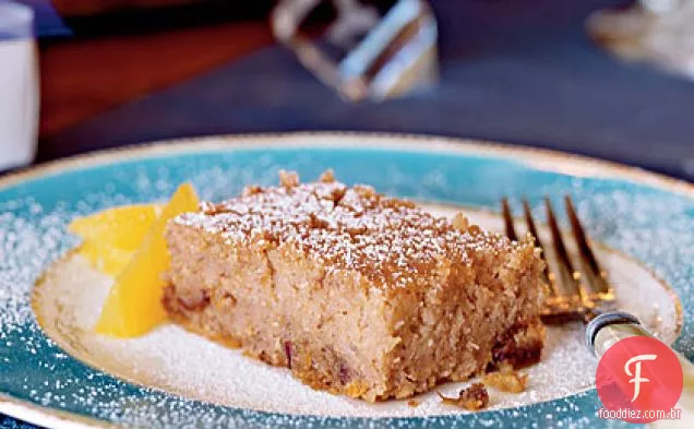 Laranja, encontro, e bolo de nozes