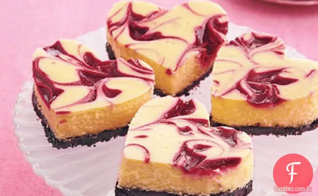 Barras De Cheesecake De Chocolate Branco Com Framboesa