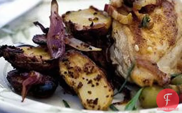 Batatas novas com crosta de mostarda
