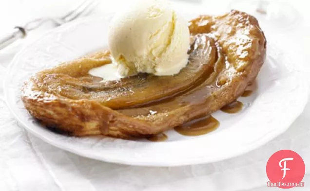 Tatins salgados de banana caramelo com sorvete crème fraîche