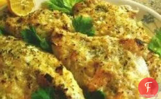 Peixe-Gato Com Crosta De Cebola Dijon