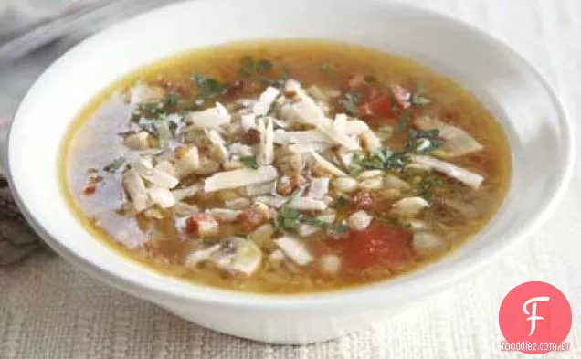 Porcini, sopa de pancetta e espelta