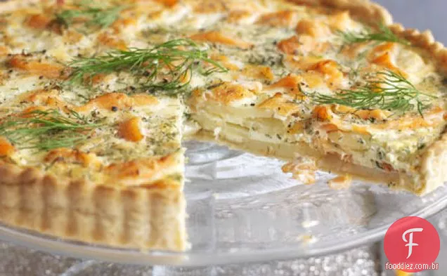 Salmão, endro e torta de batata
