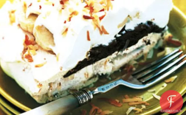Coco Pavlova com mousse de Chocolate e Bananas