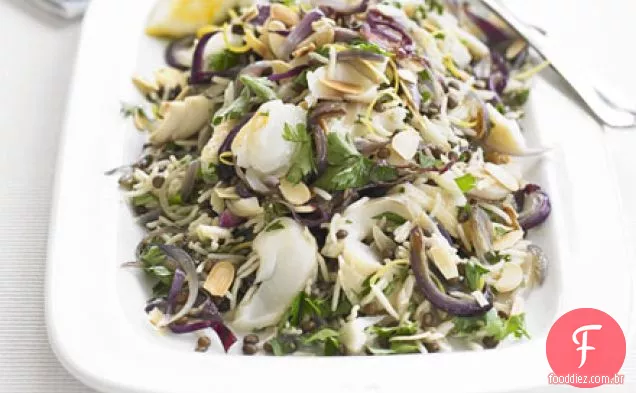 Zesty lentilha e arinca pilaf