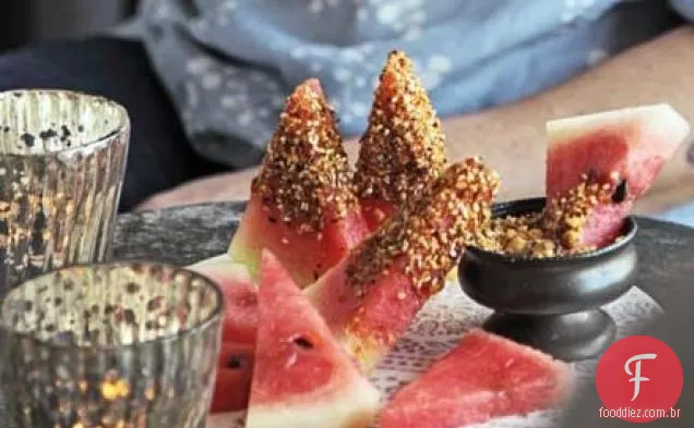 Melancia com dukkah dip