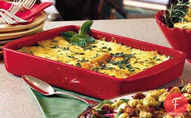Lasanha de carne de caranguejo e espinafre