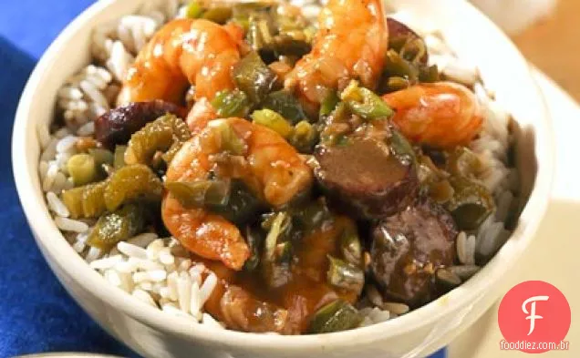 Camarão e Salsicha Gumbo