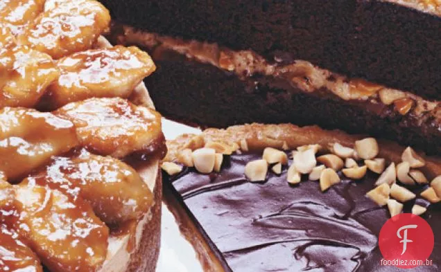 Manteiga de amendoim-Torta de mel com esmalte Ganache