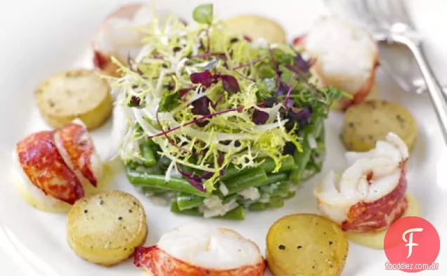 Salada quente de lagosta e batata com maionese Trufada