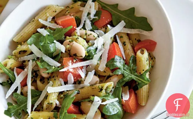 Penne com pistache Pesto e Feijão Branco