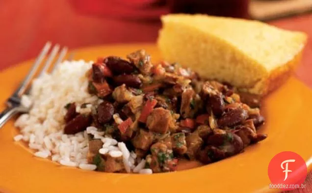 Andouille e Feijão Vermelho Com Arroz