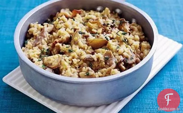 Risoto de porcini e tomilho assado no forno