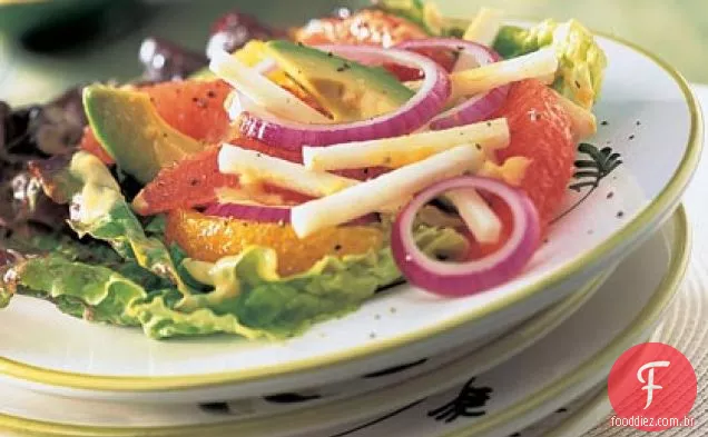 Salada de abacate, citrinos, Jicama e Caqui