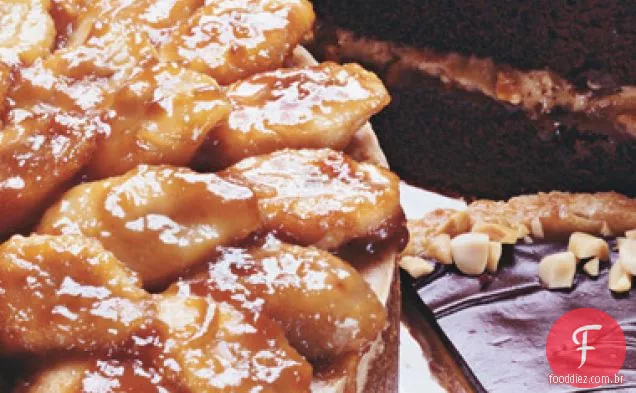 Cheesecake De Manteiga de amendoim com cobertura de Banana Caramelizada