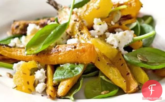 Cominho-cenoura assada e salada feta