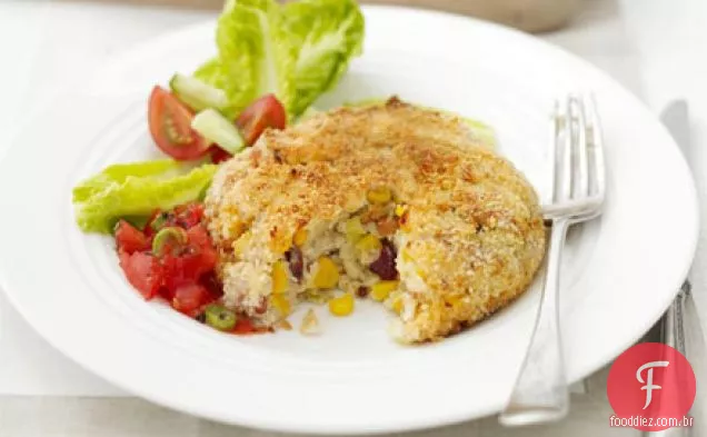 Feijão vegetariano assa com salsa