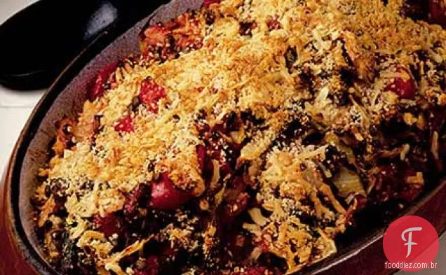 Gratinado de repolho branco e lentilhas em molho Provençal