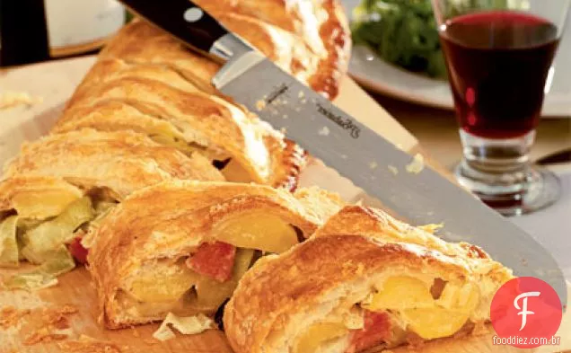 Torta de alho-poró, batata e presunto