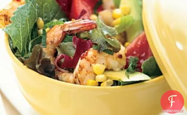 Salada de Jardim de verão com camarão Chili-alho