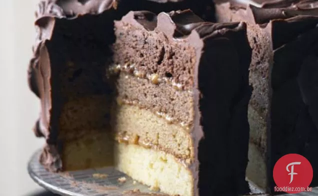 Chocolate & caramelo ombre bolo
