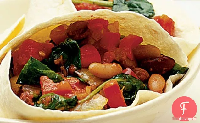 Espinafre e tortilhas de tomate