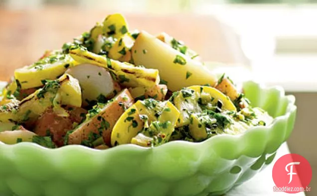 Salada de batata com ervas e abóbora grelhada