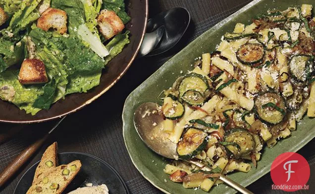 Ziti com abobrinha assada