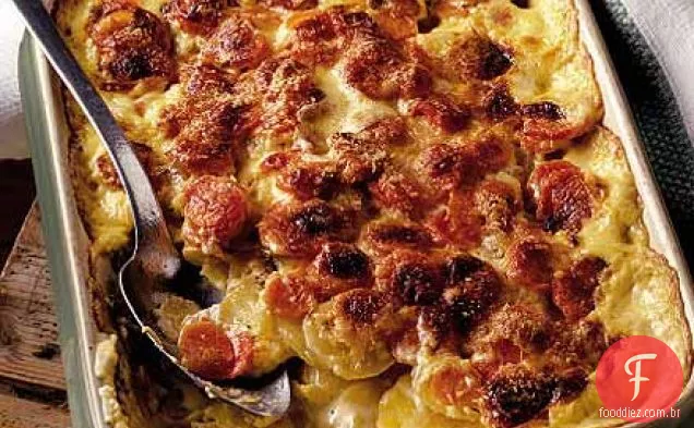 Gratinado de cenouras e raízes