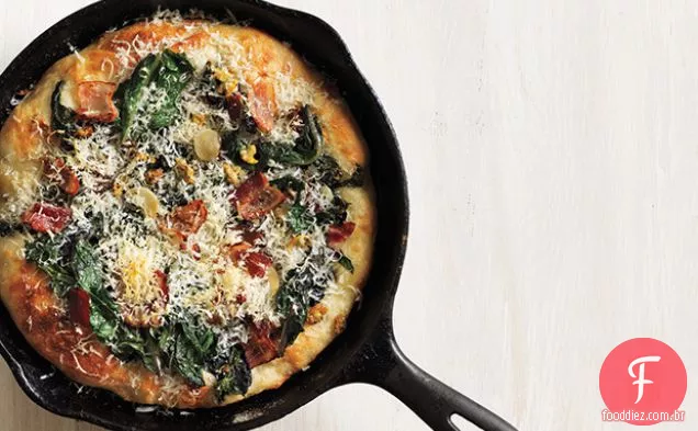 Pizza de molusco, acelga e Bacon