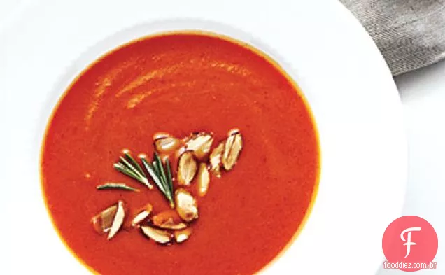 Sopa Cremosa De Abóbora-Pimenta Vermelha