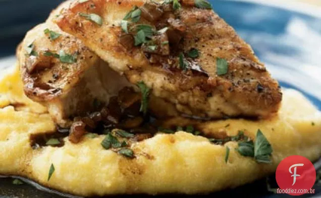 Peitos de frango salteados com molho de Panela de vinagre balsâmico